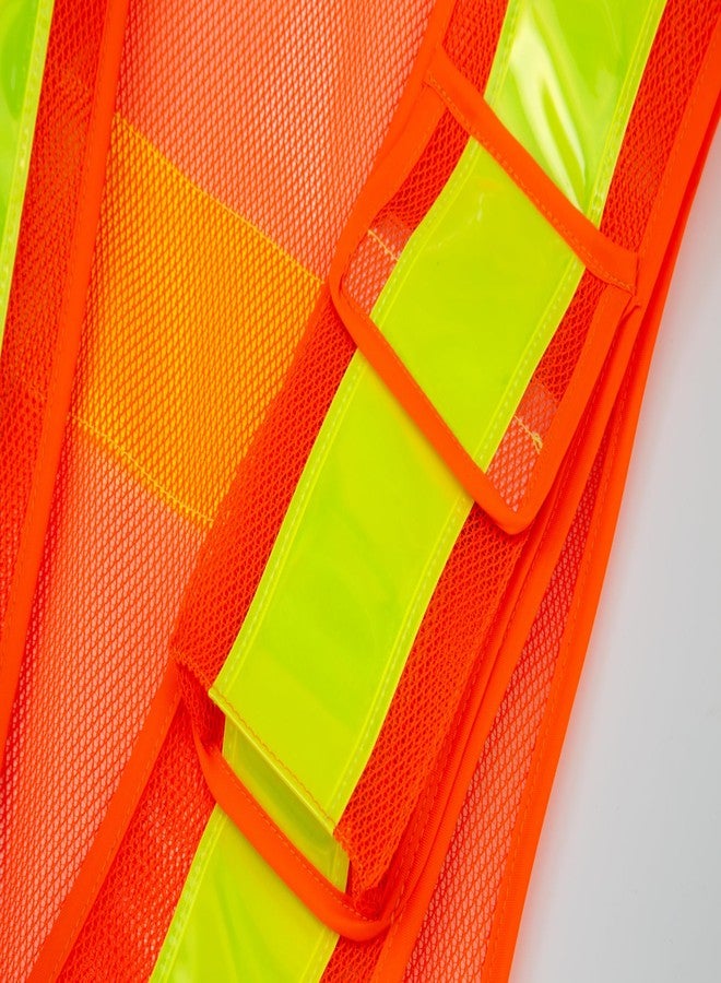 YOA Hi-Vis Safety Vest - Neon Yellow/Orange V-Shape Reflective - Breathable Mesh Unisex One Size - for Cycling & Outdoor Work - Image 4