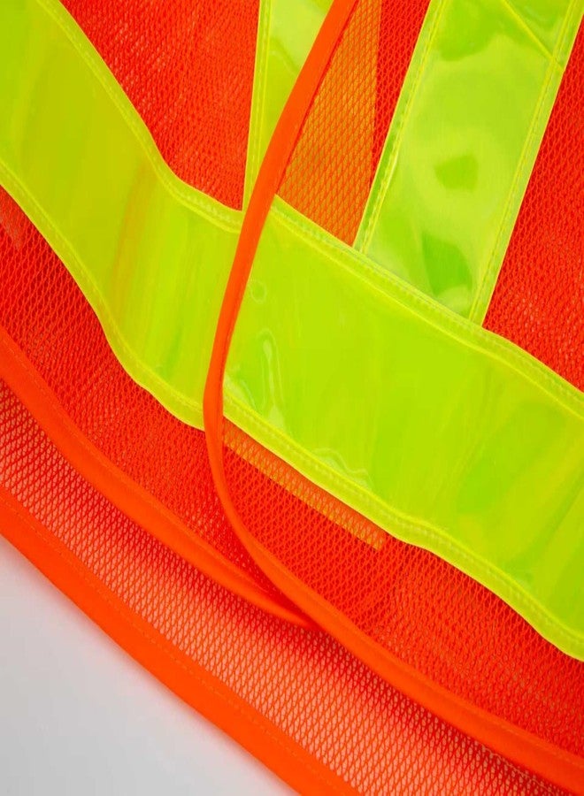 YOA Hi-Vis Safety Vest - Neon Yellow/Orange V-Shape Reflective - Breathable Mesh Unisex One Size - for Cycling & Outdoor Work - Image 3