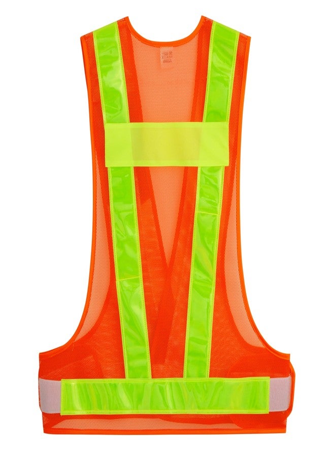YOA Hi-Vis Safety Vest - Neon Yellow/Orange V-Shape Reflective - Breathable Mesh Unisex One Size - for Cycling & Outdoor Work - Image 2
