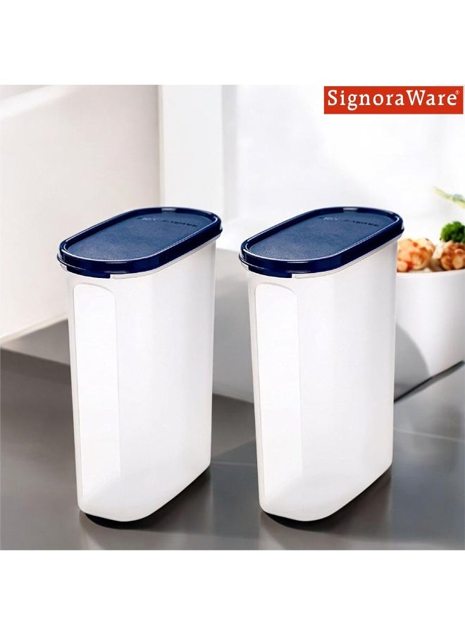 Signoraware Modular Oval No. 4 Plastic Container Set 2.3 Litres Set of 2 Mod Blue - Image 3