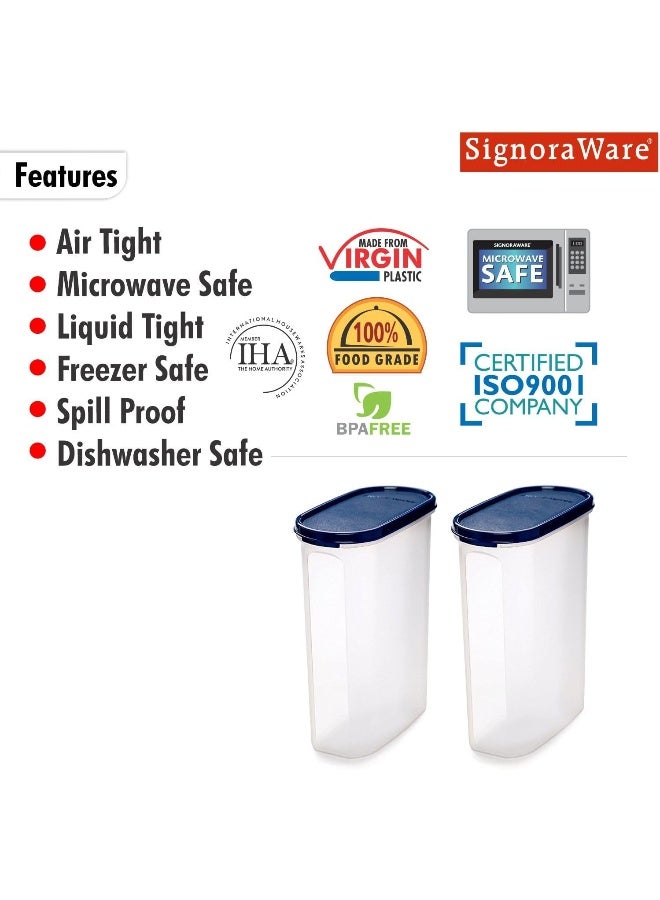 Signoraware Modular Oval No. 4 Plastic Container Set 2.3 Litres Set of 2 Mod Blue - Image 4