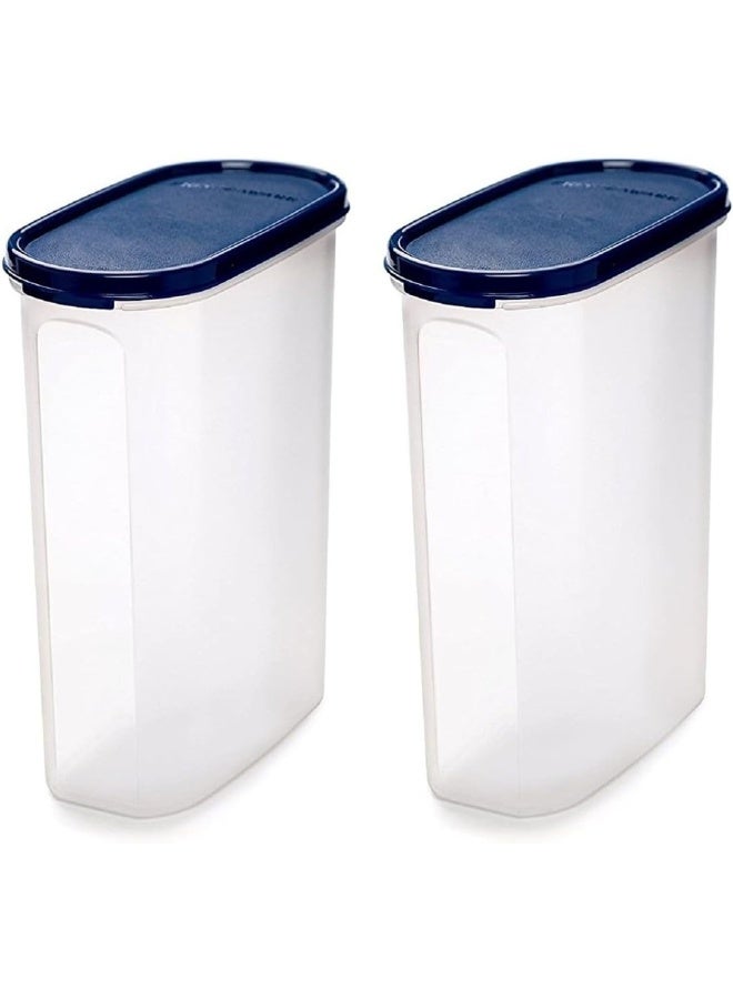 Signoraware Modular Oval No. 4 Plastic Container Set 2.3 Litres Set of 2 Mod Blue - Image 1