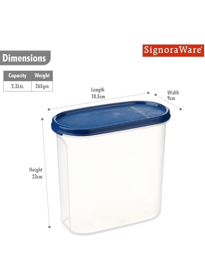 Signoraware Modular Oval No. 4 Plastic Container Set 2.3 Litres Set of 2 Mod Blue - Image 2