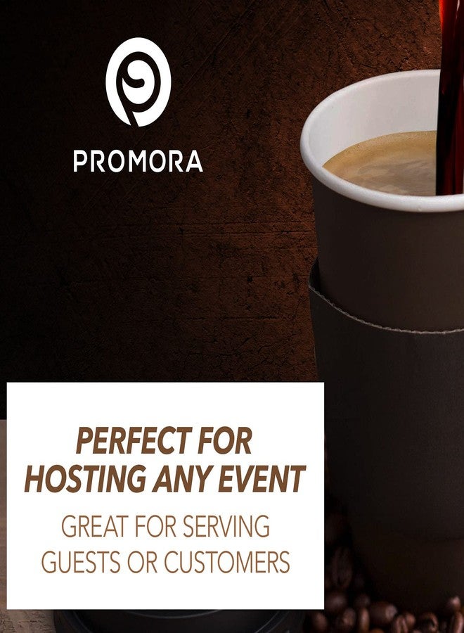 Promora 16 oz Disposable Brown Coffee Cups with Lids & Sleeves, Premium Paper Cups (100 Pack) - Image 5