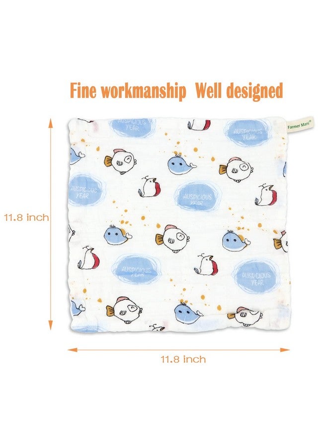 Farmer Mani Muslin Baby Washcloths Set (6-Pack), 6-Layer Natural Cotton Infant Face Towel, Ideal for Sensitive Skin and Baby, Reusable Wipes Multipurpose 11.8 x 11.8 inches (Square) - Image 1