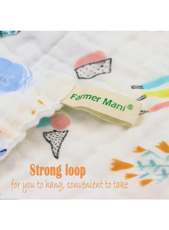 Farmer Mani Muslin Baby Washcloths Set (6-Pack), 6-Layer Natural Cotton Infant Face Towel, Ideal for Sensitive Skin and Baby, Reusable Wipes Multipurpose 11.8 x 11.8 inches (Square) - Image 3