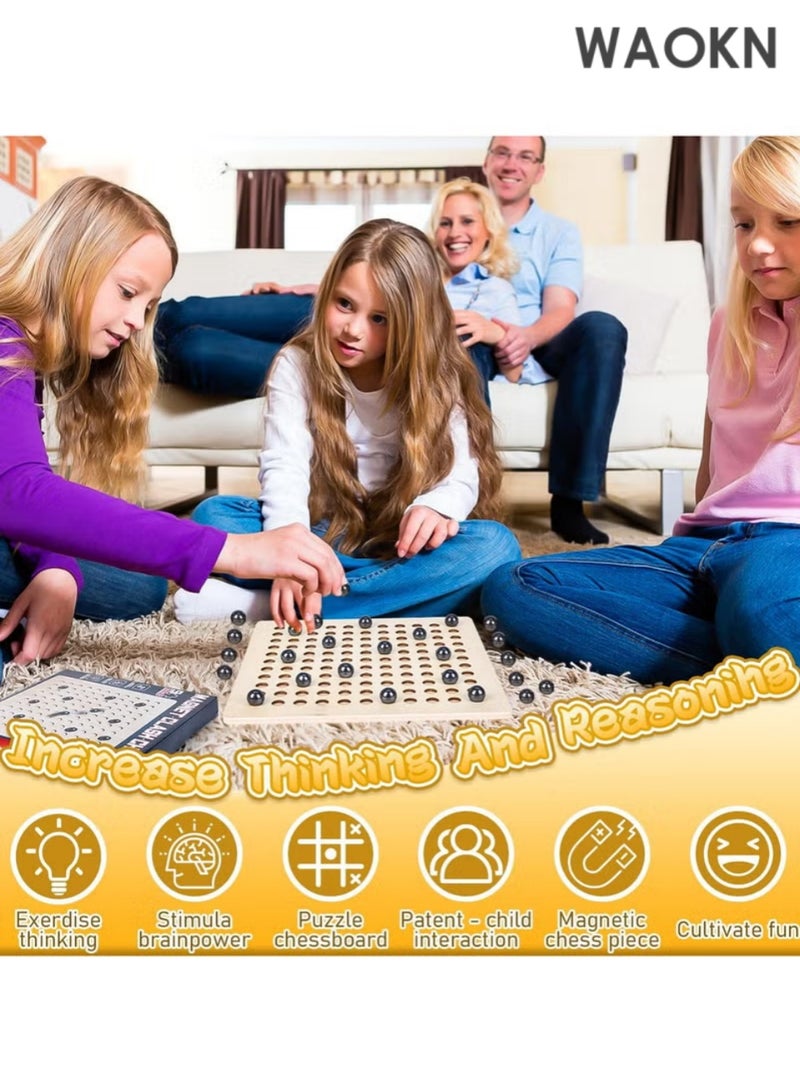 دبليو أيه أو كي أن ألعاب لوحية مغناطيسية، ألعاب لوحية تعليمية تفاعلية للأطفال والكبار، طاولة لعب لا نهائية مع كرات مغناطيسية، مجموعة قطع شطرنج للسفر، لوازم حفلات للتجمعات العائلية والتعليم المبكر - Image 3