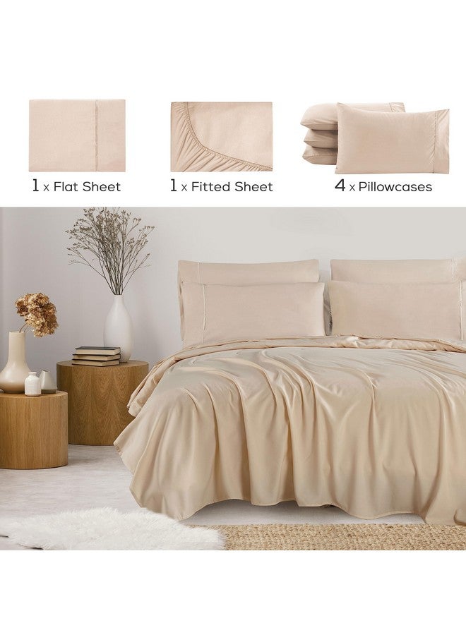 Mueller Mueller Luxury 6 Piece Queen Sheet Set - Ultra-Soft 1800 Series, Cooling & Breathable Hotel Quality Bed Sheets, Deep Pocket up to 16" - Hypoallergenic, Wrinkle-Resistant, Oeko-TEX, Cream  - Image 2