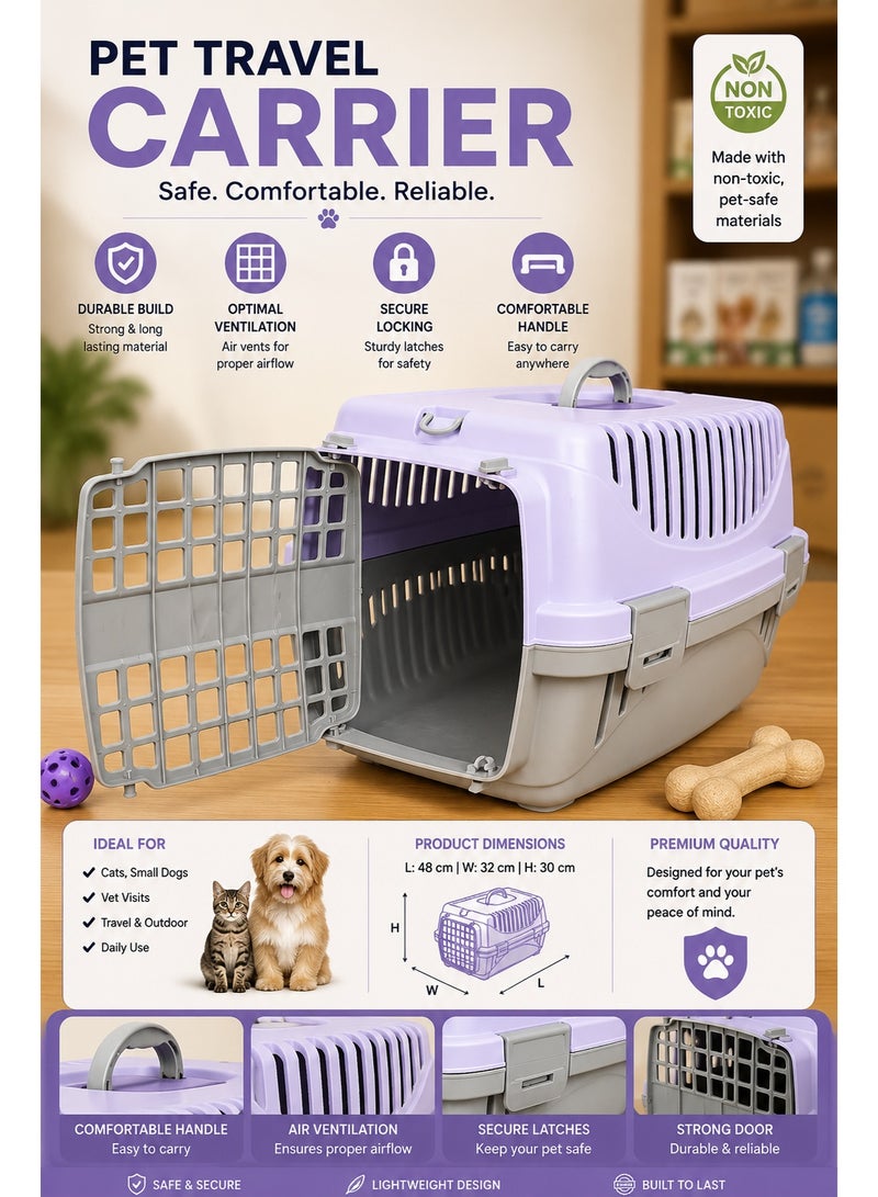 Portable Pet Carrier Cage – Secure Travel Crate for Cats & Small Pets – Ventilated Lightweight Pet Transport Box with Carry Handle - Image 1