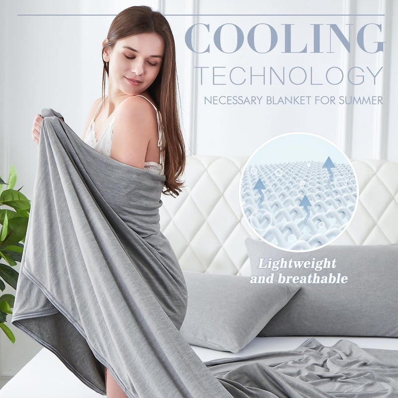 LUXEAR Cooling Blanket for Hot Sleepers Night Sweats Queen Size Cool Summer Blanket 79 X 86in Japanese Q-Max>0.5 Arc-Chill Cooling Fiber Keep Adults/Children Cool All Night Soft Breathable All-Season-Grey - Image 3