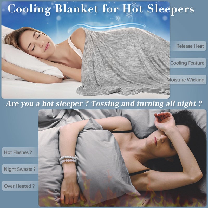 LUXEAR Cooling Blanket for Hot Sleepers Night Sweats Queen Size Cool Summer Blanket 79 X 86in Japanese Q-Max>0.5 Arc-Chill Cooling Fiber Keep Adults/Children Cool All Night Soft Breathable All-Season-Grey - Image 2