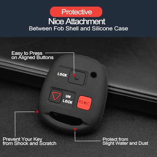INFIPAR 2pcs Compatible with Lexus GX470 LX470 RX300 Toyota FJ Cruiser Land Cruiser Key Fob Cover Case Key Chain Protector Shell Holder - Image 4
