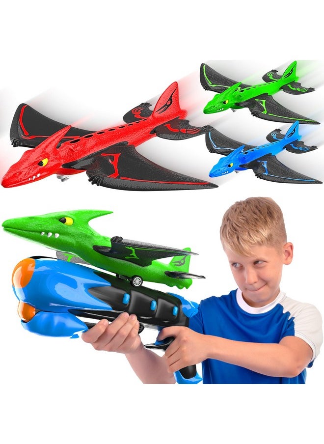 MindSprout Dino Launchers - Airplane Toys For Kids Age 3-7 - Outdoor Family Fun With Dinosaur Toys  - Image 1