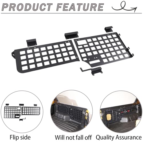 Lcojicep Side Bed Molle Panel Compatible with Ford Ranger 2023 2024+，Short Bed Truck Bed Panel Rear Storage Organizer Cargo Shelf Rack Replacement Accessories (Style A,Right) - Image 3