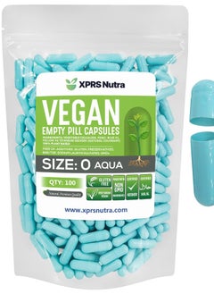 Size 0 Empty Capsules - 100 Count Empty Vegan Capsules - Vegetarian Empty Pill Capsules - DIY Vegetable Capsule Filling - Veggie Pill Capsules Empty Caps (Aqua)