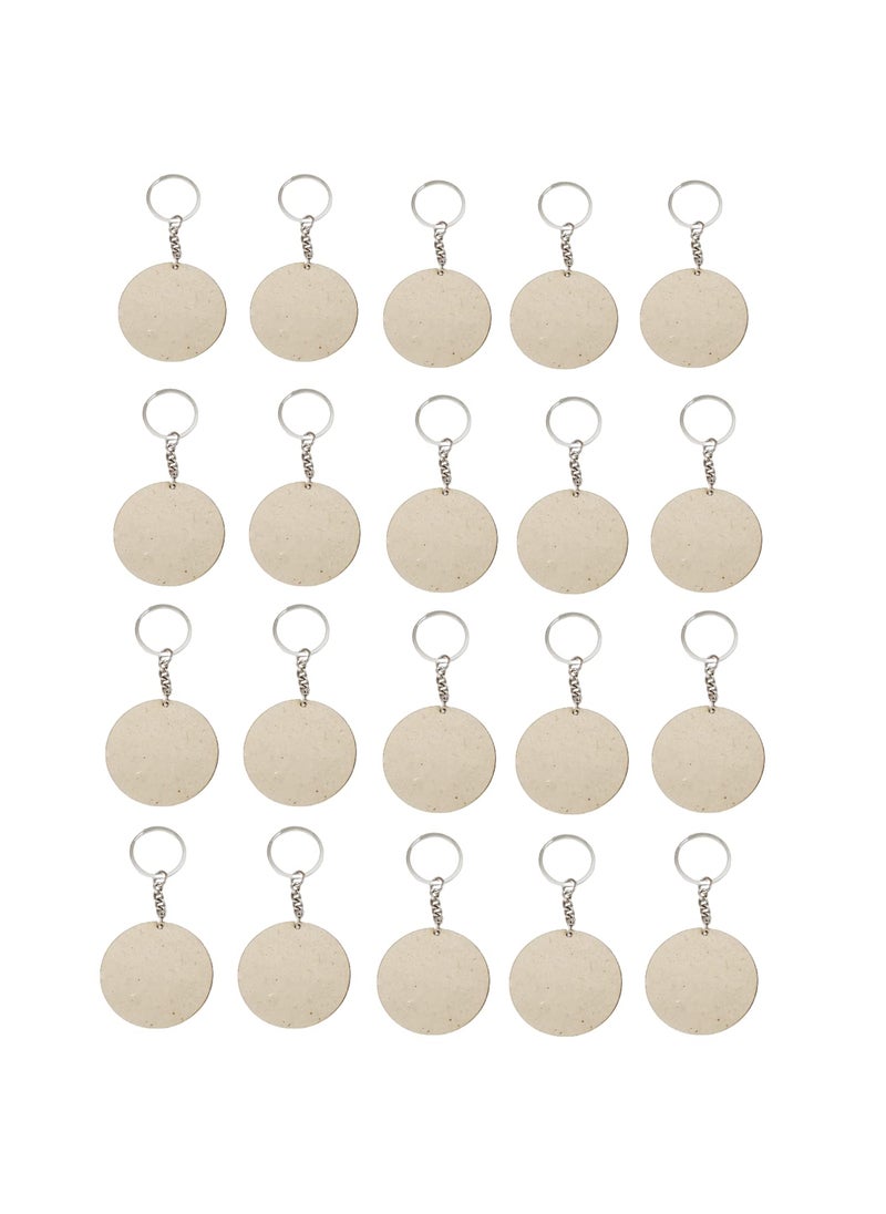 Maitri - Maitri 20 Pcs Round Shape Key Chains with Ring 50 x 50 mm Art and Craft with Smooth Surface It is Suitable for All Type of Craft Activities Mandala Art MDF Board Suitable for Decoupage - Image 1