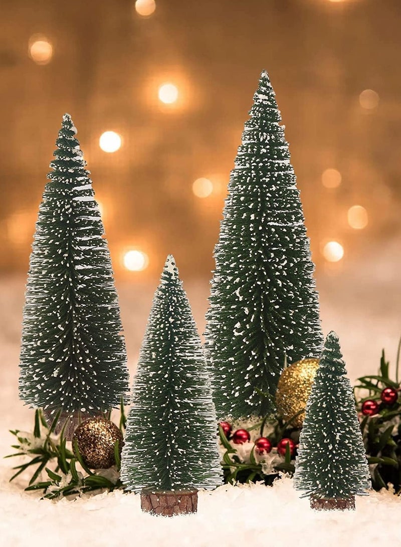 TAPIT Mini Christmas Tree Lights Table Decorations 4 Sizes Artificial Small Tiny Pine Tree with Wooden Bases for Xmas Holiday Room Tabletop Decor (Green) - Image 1