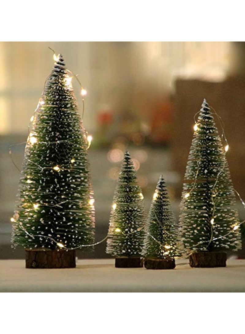 TAPIT Mini Christmas Tree Lights Table Decorations 4 Sizes Artificial Small Tiny Pine Tree with Wooden Bases for Xmas Holiday Room Tabletop Decor (Green) - Image 2