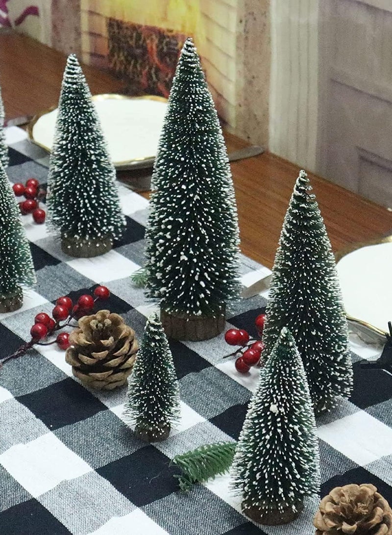 TAPIT Mini Christmas Tree Lights Table Decorations 4 Sizes Artificial Small Tiny Pine Tree with Wooden Bases for Xmas Holiday Room Tabletop Decor (Green) - Image 5