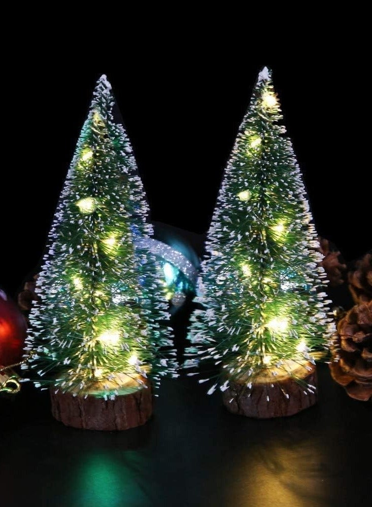 TAPIT Mini Christmas Tree Lights Table Decorations 4 Sizes Artificial Small Tiny Pine Tree with Wooden Bases for Xmas Holiday Room Tabletop Decor (Green) - Image 4