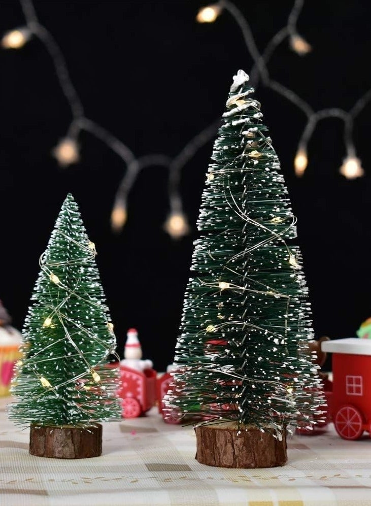 TAPIT Mini Christmas Tree Lights Table Decorations 4 Sizes Artificial Small Tiny Pine Tree with Wooden Bases for Xmas Holiday Room Tabletop Decor (Green) - Image 3