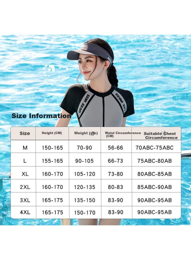 F.dyraa Women's Swimsuit Covering Belly Slimming Ladies Swimwear Bubble Hot Spring One-piece Skirt Conservative Swimming Three-piece Set 15046 Green XL - Image 4