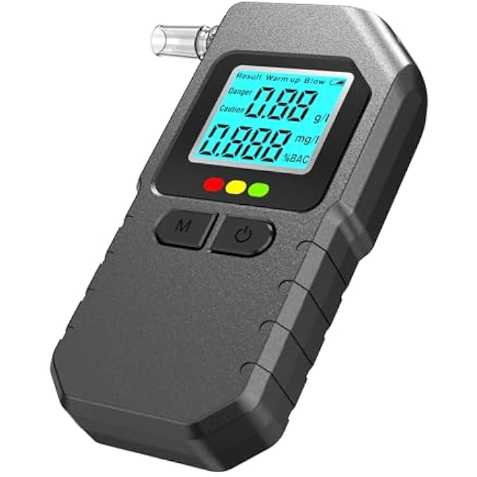 rayihni Professional Portable Breathalyzer with Semi-Electrochemical Sensor - LCD Digital Alcoholic Rate Meter, Color Display for Car and Motorcycle - Image 3