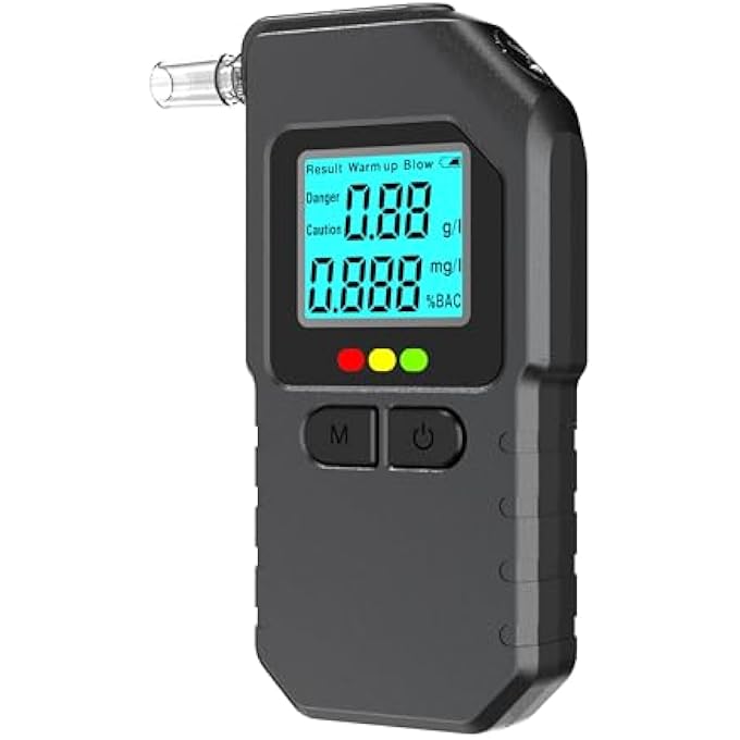 rayihni Professional Portable Breathalyzer with Semi-Electrochemical Sensor - LCD Digital Alcoholic Rate Meter, Color Display for Car and Motorcycle - Image 1