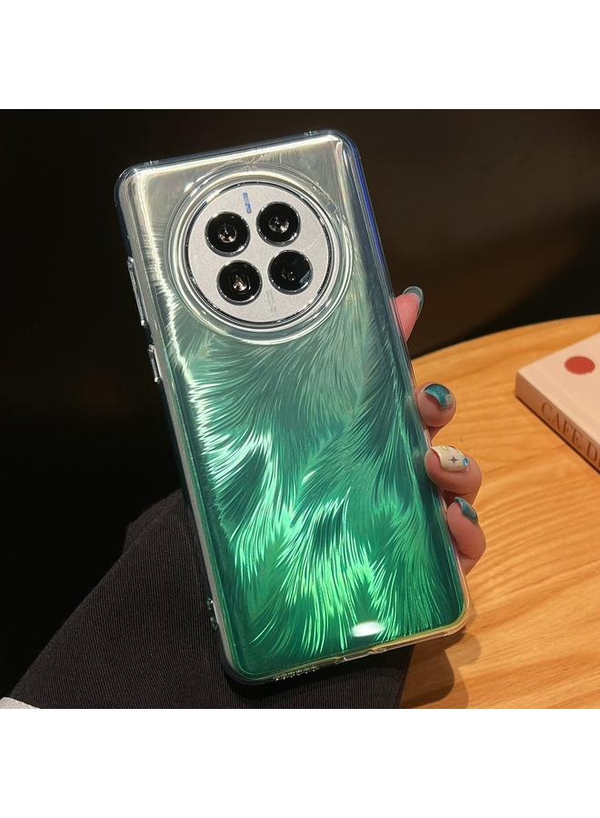 Green Tiger For Huawei Mate 50 Foxtail Bronzing Laser Gradient Phone Case(Green)