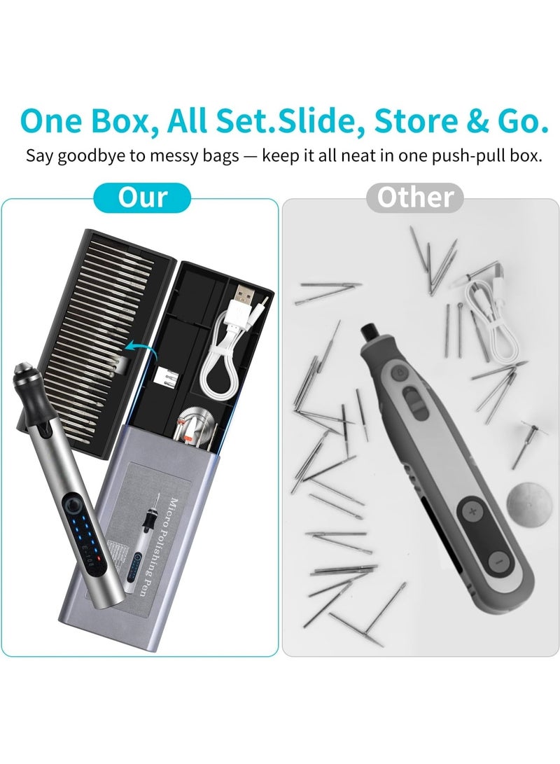 ARIDOO Electric Engraving Pen with 37 Bits, USB Rechargeable Cordless Engraving Machine, Mini Electric Rotary Tools Kit, Portable DIY Rotary Engraver for Jewelry Wood Glass Stone Carving（Pull-out box design） - Image 2