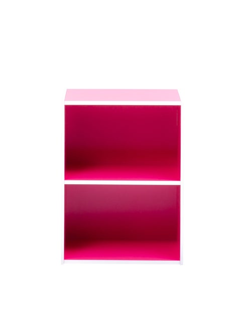 2-Tier Engineered Wood Open Shelf- Pink | Double-Layered Engineered Wood Shelves | Wooden Organizer | Open Wooden Cabinet with Shelves | Wooden Display Shelf| Book Shelf