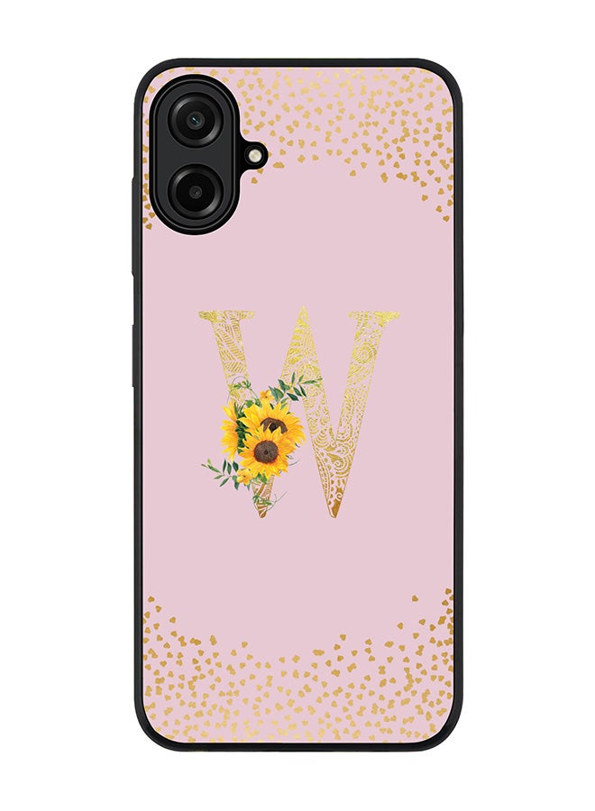 Stylizedd For Samsung Galaxy A07 4G Case,Slim fit Camera Protection, Shockproof Thin Phone cover  - Custom Floral Monogram - W  (Pink )