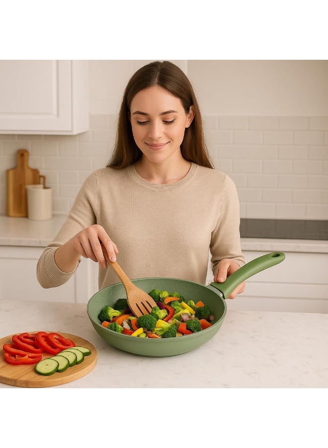 Risoli Dr Green Induction Frypan Eco-Friendly Non-Stick Frying Pan with Soft-Touch Handle, (24 CM) - Image 1