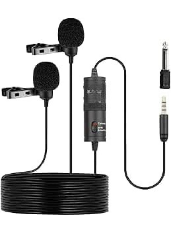 Dual Lavalier Microphone – Wired Clip-on Mic for Mobile Phones & Cameras – Clear Audio for Interviews & Content Creation - Image 1