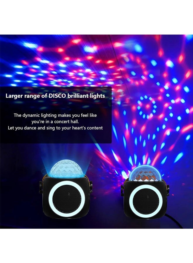 Portable Bluetooth Speaker Wireless Bluetooth Speaker  Portable Mini Speaker  Portable Bluetooth Karaoke Speaker With 2 Wireless Mic Rgb Light  Stereo Sound  Support Tf Card, U Disk Black  - Image 5