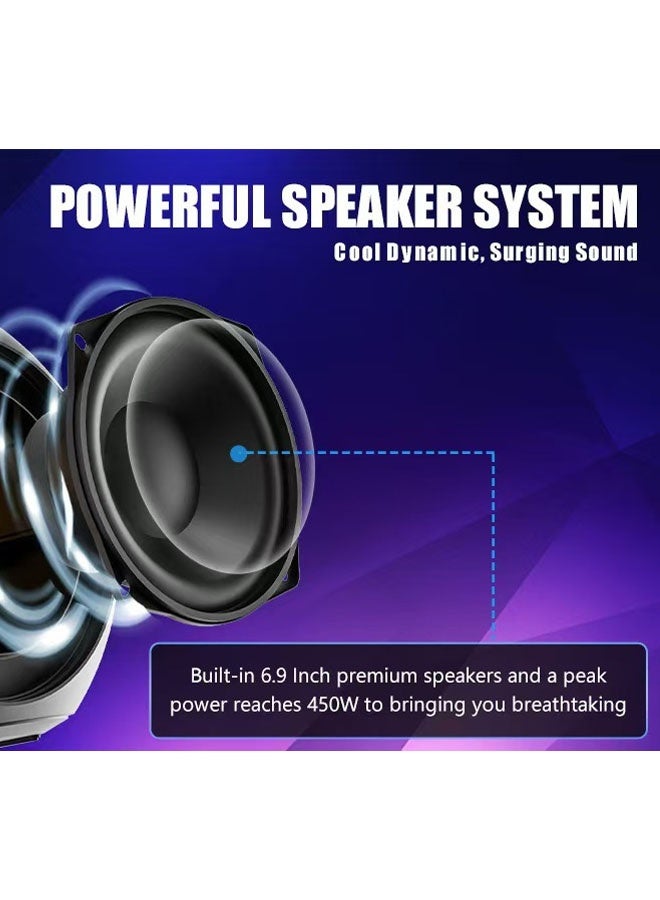 Portable Bluetooth Speaker Wireless Bluetooth Speaker  Portable Mini Speaker  Portable Bluetooth Karaoke Speaker With 2 Wireless Mic Rgb Light  Stereo Sound  Support Tf Card, U Disk Black  - Image 4