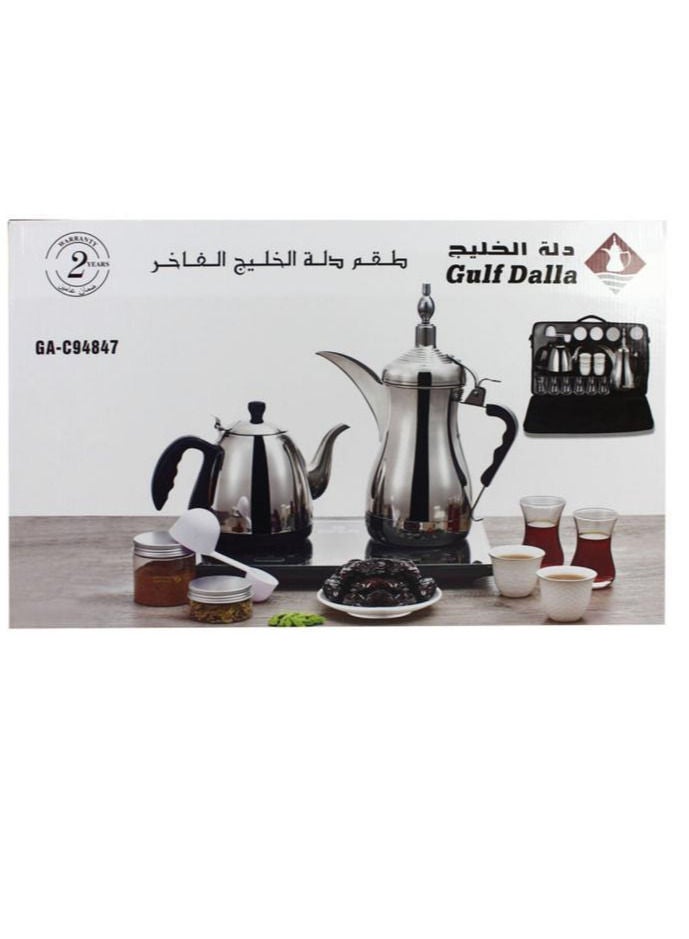 ماكينة صنع الشاي والقهوة العربية 1 لتر 1600 وات GA-C9845 أسود/ فضي - Image 3