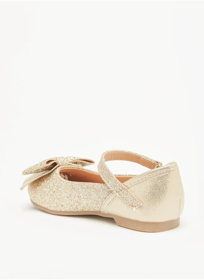 جونيورز Girls Bow Accented Glitter Textured Mary Jane Shoes  Ramadan Collection