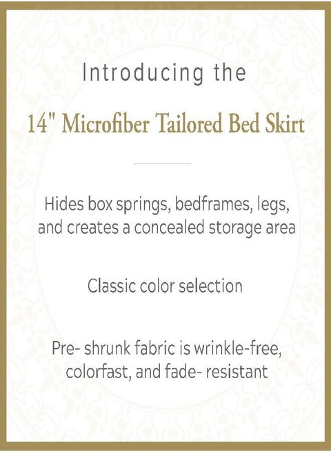 Lux Hotel Microfiber Tailored Style Bed Skirt with Classic 14 Inch Drop Length, Queen, Black