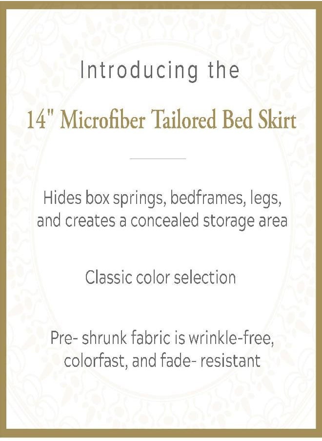 Lux Hotel Microfiber Tailored Style Bed Skirt with Classic 14 Inch Drop Length, Queen, Black