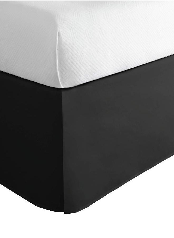 Lux Hotel Microfiber Tailored Style Bed Skirt with Classic 14 Inch Drop Length, Queen, Black