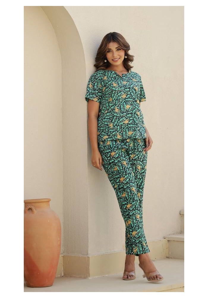 Label Flavia طقم متناسق باللون الأخضر للنساء - Image 1