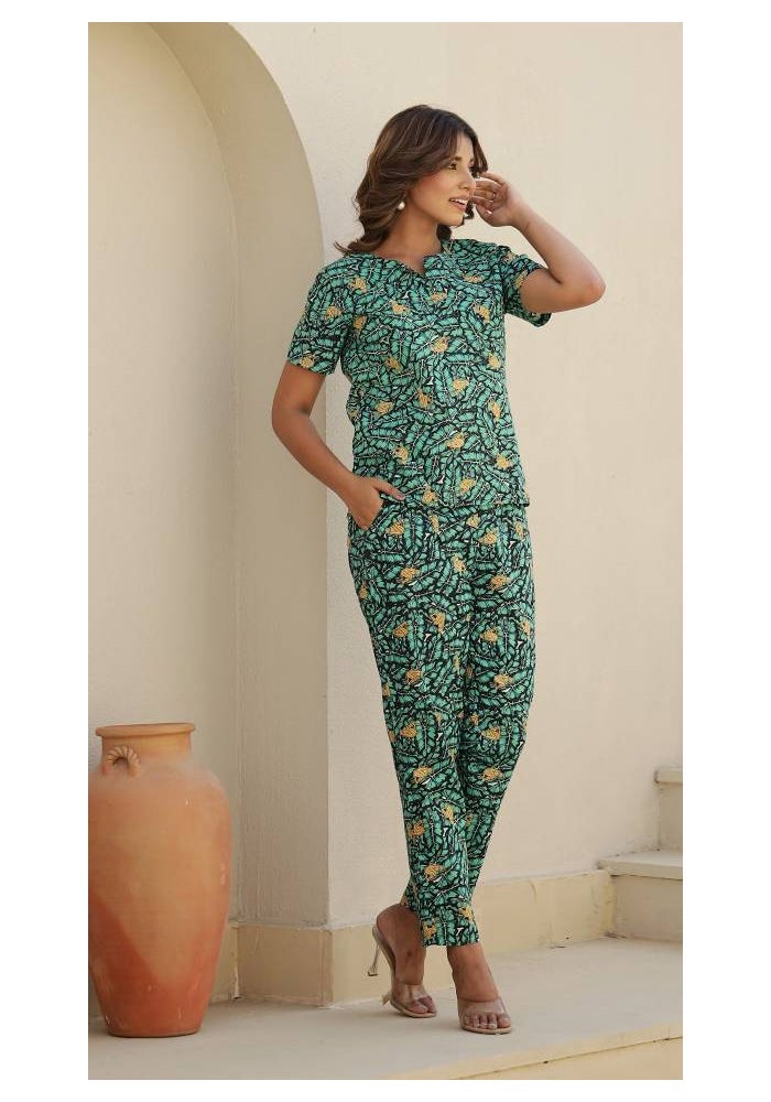 Label Flavia طقم متناسق باللون الأخضر للنساء - Image 4