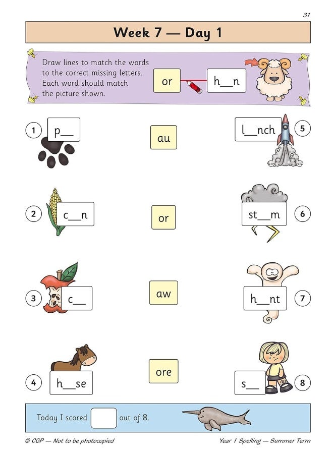 كتاب الممارسة اليومية لتهجئة KS1 للسنة 1: الفصل الصيفي - Image 5