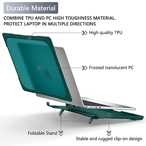 Batianda for New MacBook Air 13.6 inch Case 2025 M4 2024 2022 Release Model A3240 A2681(M2) A3113(M3), Heavy Duty Shockproof Protective Hard Shell with Fold Kickstand & Keyboard Cover, Teal - Image 2