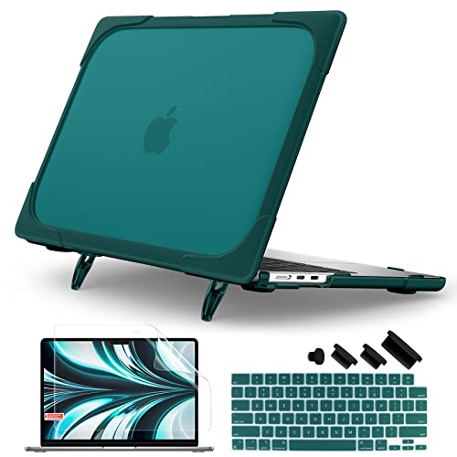 Batianda for New MacBook Air 13.6 inch Case 2025 M4 2024 2022 Release Model A3240 A2681(M2) A3113(M3), Heavy Duty Shockproof Protective Hard Shell with Fold Kickstand & Keyboard Cover, Teal - Image 1
