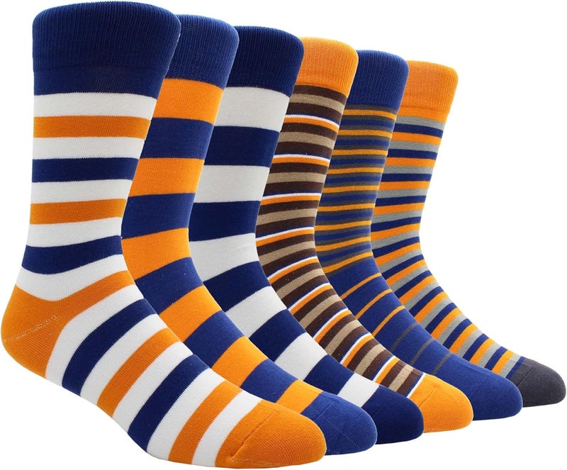 TOEJYJ Mens Fun Dress Socks, Pattern Funny Casual Socks Pack, Colorful Striped Cotton Novelty Socks Size 10-13 - Image 1
