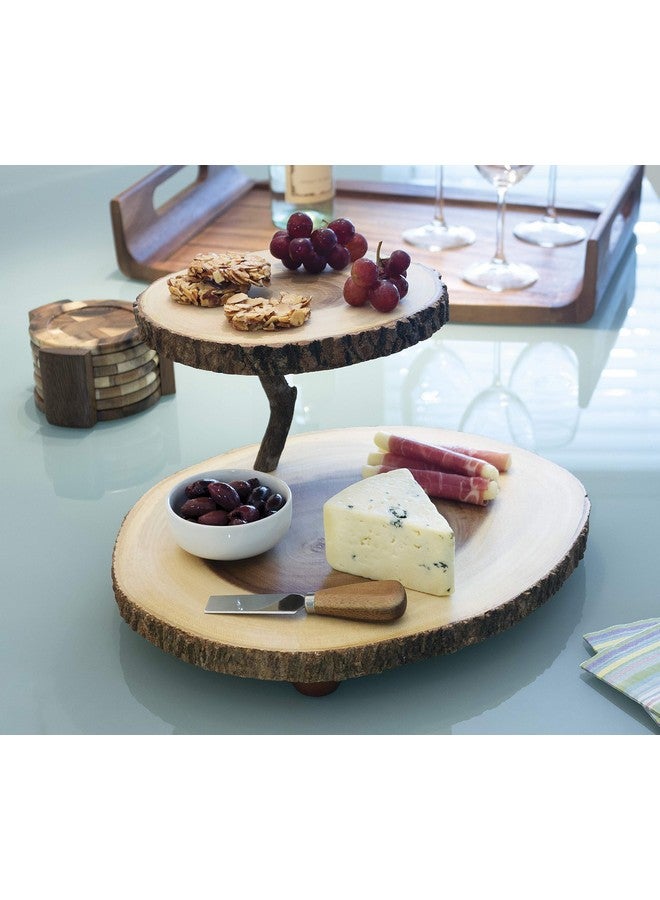 ليبر أنترناشونال مجموعة قواعد أكواب وعلبة مستديرة من خشب السنط المحبب مكونة من 7 قطع - Image 3