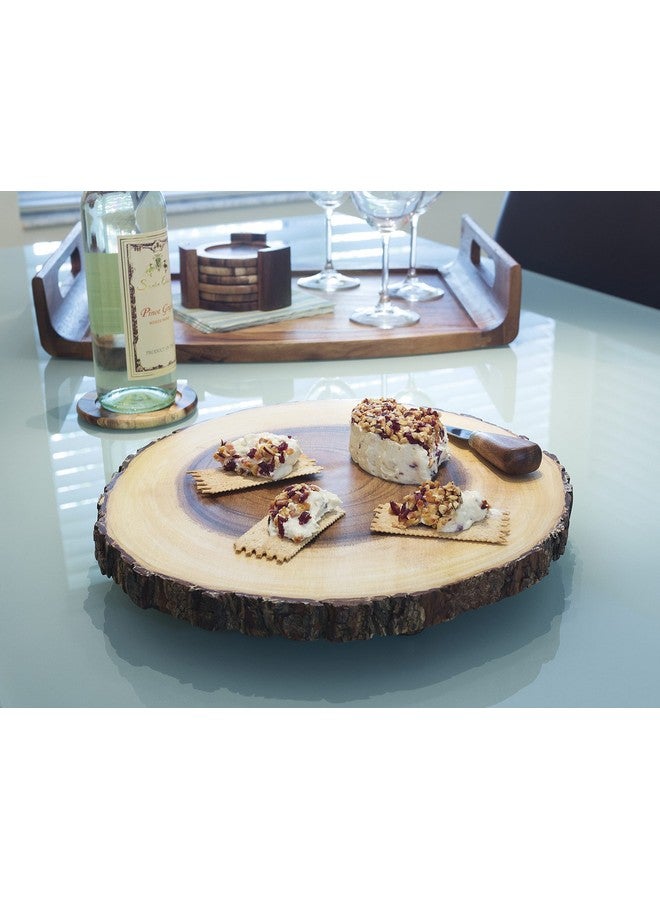 ليبر أنترناشونال مجموعة قواعد أكواب وعلبة مستديرة من خشب السنط المحبب مكونة من 7 قطع - Image 4