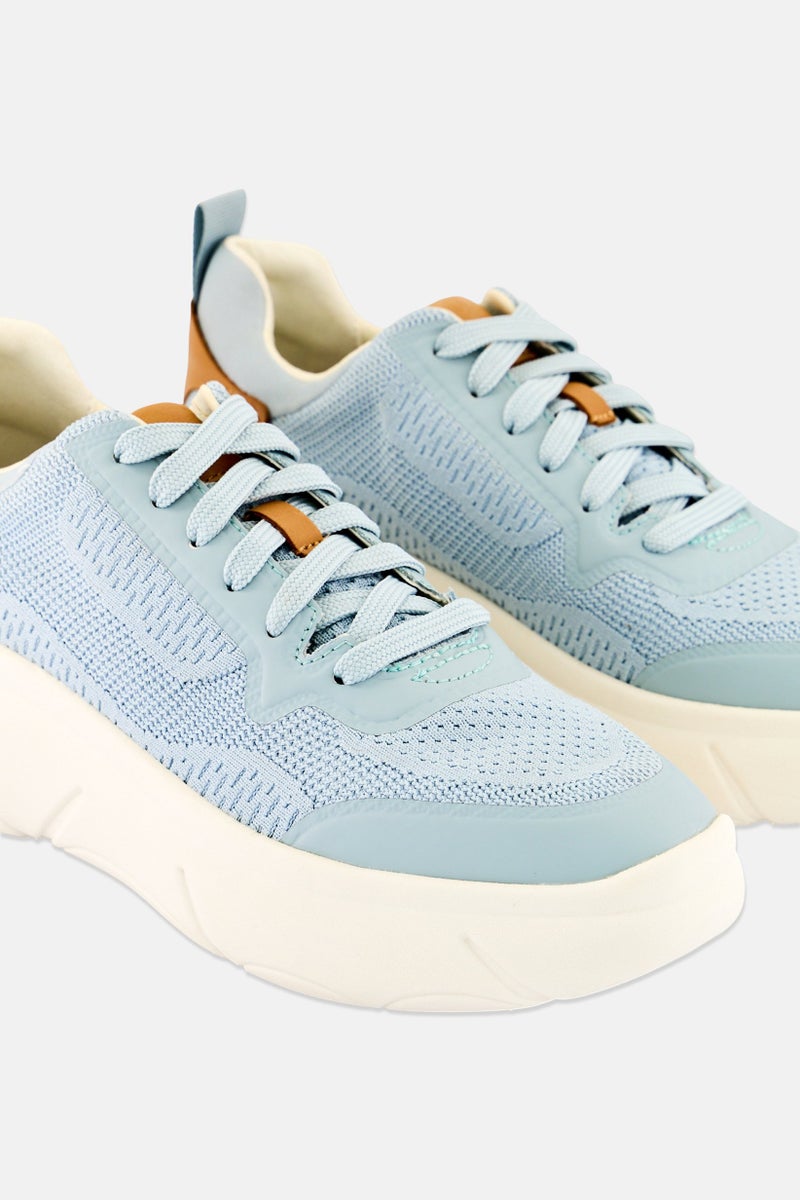 GEOX Women D Nebula 2 ace Up Sneakers, Light Blue - Image 4